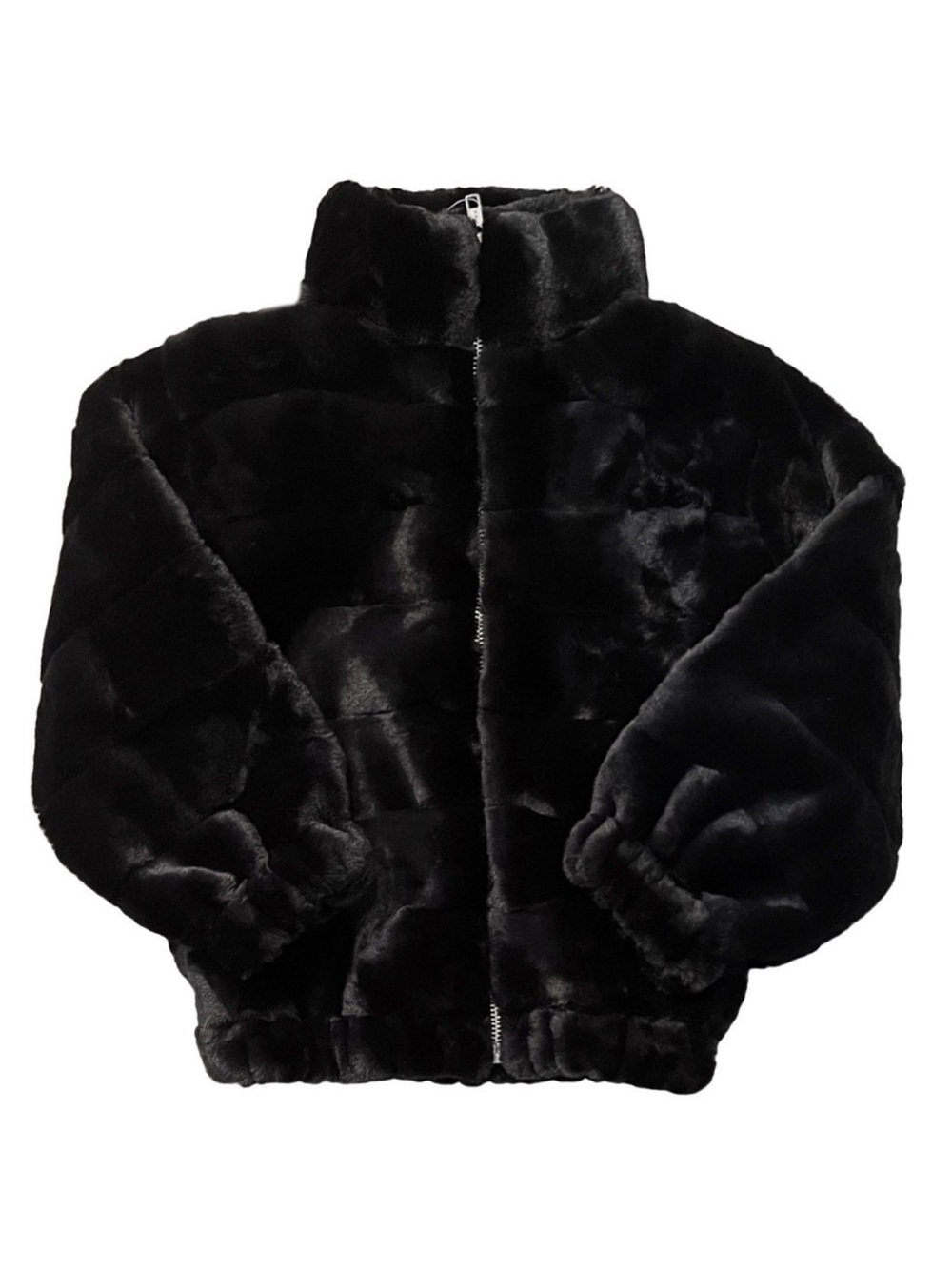 Flowers by Zoe Plush Black Faux Fur Puffer Jacket